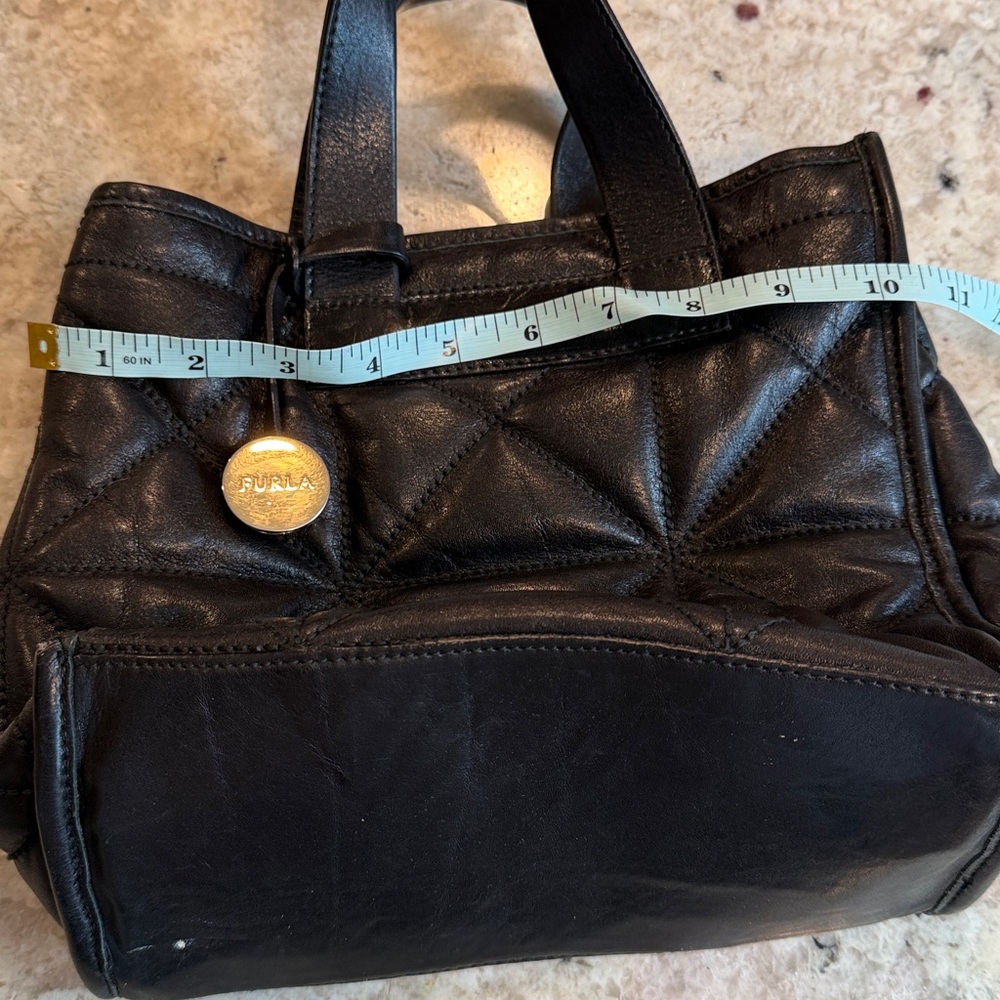 Furla Black Quilted Leather Tote with Gold Medallion - Picture 9 of 10